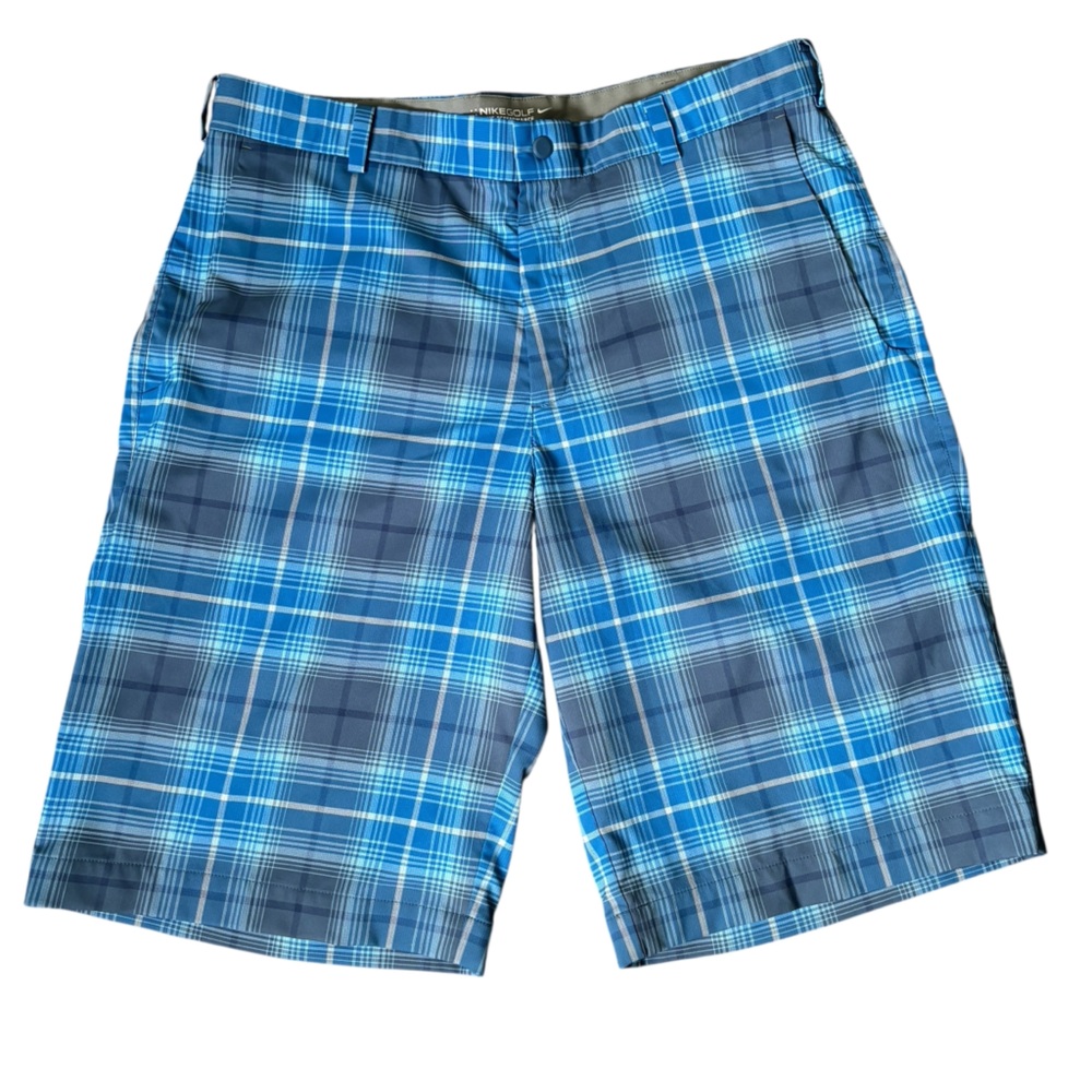 Nike Golf Tour Performance Blue/Grey Plaid Dri-Fit Shorts 34